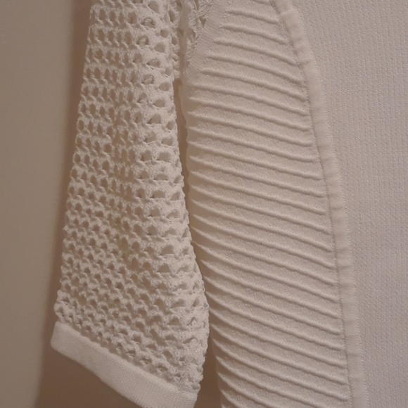 Cache White Short Sleeve Knit Sweater Crochet - Picture 3 of 4